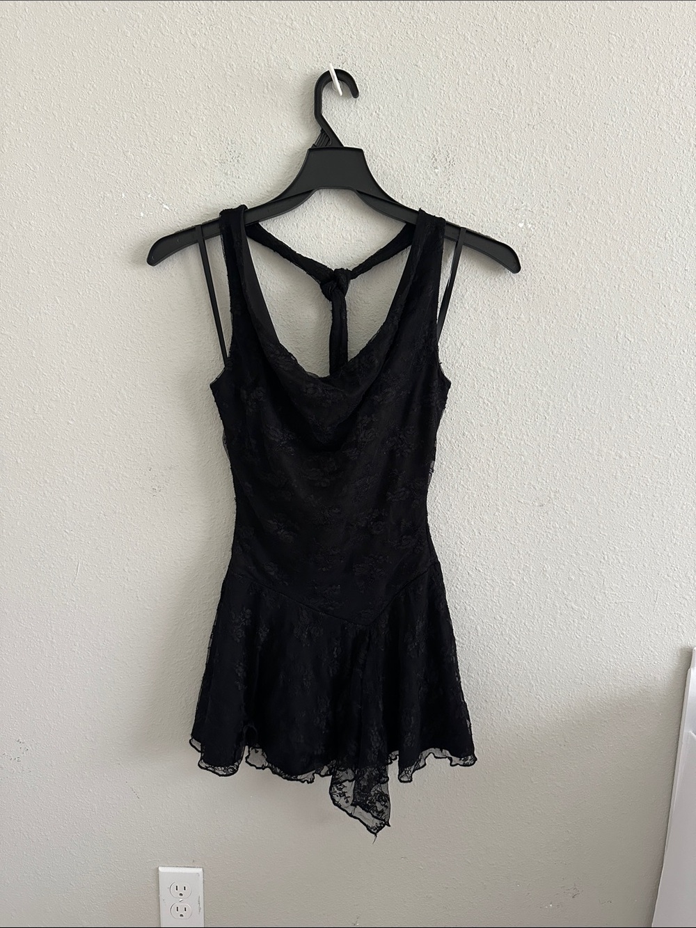 Windsor Black Lace Skater Dress with Cowl Neck